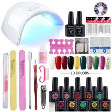 COSCELIA 10 шт. стеклянная бутылка для геля лак для ногтей Набор 36 Вт лампа набор маникюрных инструментов для маникюра 80 цветов на выбор набор для акриловых ногтей