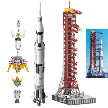 

Creator Expert Saturn V Launcher Apollo 11 Lunar Lander Space Rocket Building Blocks MOC Ideas Children Birthday Gift Toys