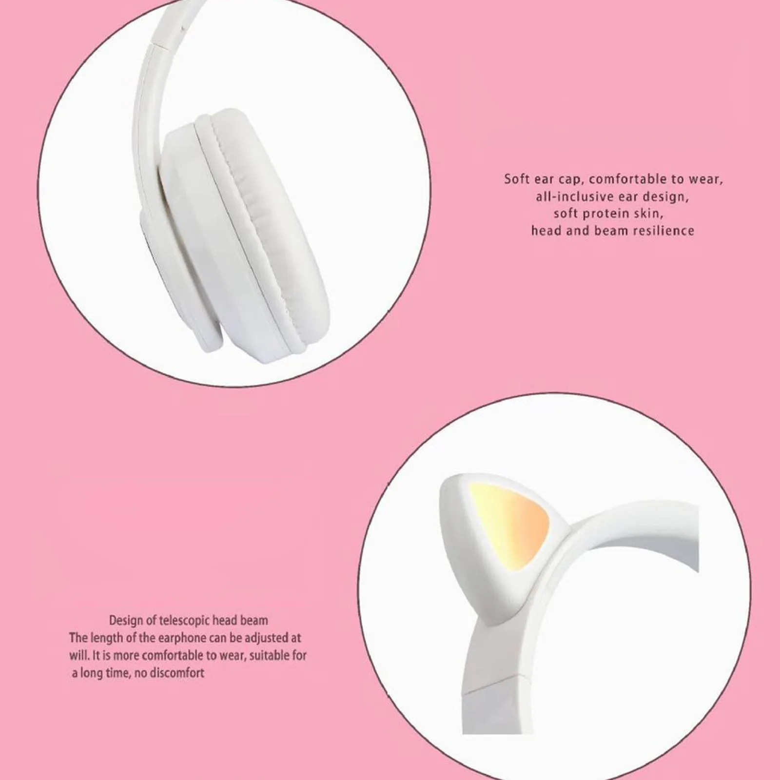 Headphones bluetooth hifi noiseWireless Cat Rabbit Ear Headset LED w Mic Headphone For Kids Girls for pc gamer computador