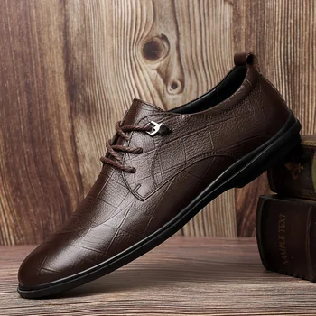 

Oxford Men's Dress Shoes Formal Business Lace-up Full Grain Leather Shoes for Men Original Cowhide Leather Male Office Shoes