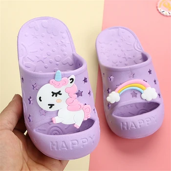 

Toddler Slippers Kids Girls Children Shoes Boys Indoor Cute Octopus Unicorn smile Toe-Protecter Baby Flip Flop Birthday Gift