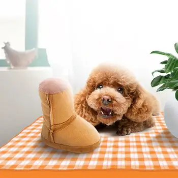 

Pet Dogs Plush Shoes Boots Bite Sound Chew Toys Khaki Brown Training Exercise Supplies Funny Shape Playing PP Soft Toys