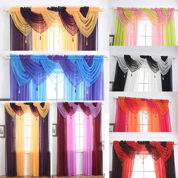 

Multicolor Voile Curtain Swags All Colours Valance Net Curtains Tulle Swag Unique Design Modern Curtains For Window Decoration