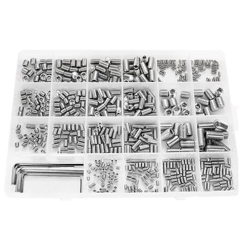 

666Pcs Screw Hex Hexagon Socket Head Stainless Steel Headless Set Screw Assortment Kit M2 M3 M4 M5 M6 M8 Grub Screw