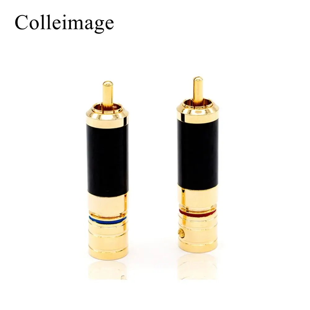

Colleimage hifi 4/pcs audio Pure Copper Gold Plated Carbon Fiber RCA Plug Connector HI-END
