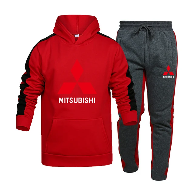 MITSUBISHI chándal con Logo de coche para hombre, conjunto de ropa deportiva para correr, Sudadera con capucha pantalones de empalme, ropa deportiva informal de lana|Conjuntos para hombres| - AliExpress