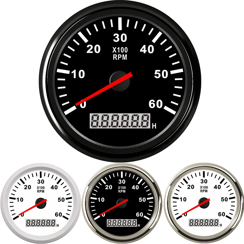 

Boat outboard Tachometer Marine Car Tacho Meter with LCD Hourmeter 85mm 6000 RPM motorcycle digital gauge pointer racing sensor