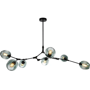 

Nordic LED Lighting Pendant Lights Lustre Dining Room Suspension Luminaire Adjustable Gold/Black Light Pole Glass Pendant Lamp