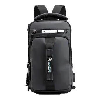 

Multiple Function Men's Backpack USB Charging Port Crossbody Shoulder Pack Solid Color Chest Sling Bag Waterproof Mochilas Teens