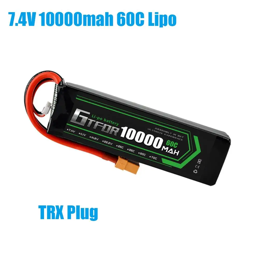 GTFDR батарея lipo 2S 7,4 V 10000mah 60C 120C HV 3S 11,4 V 5200mah 20C 40C для радиоуправляемого автомобиля дрона FPV Walkera QR X350 PRO квадрокоптера - Цвет: 1PCS10000mahTRX