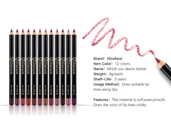 12 Colors Fashion Matte Lip Liner lipstick pen Long Lasting Pigments Waterproof no blooming Smooth