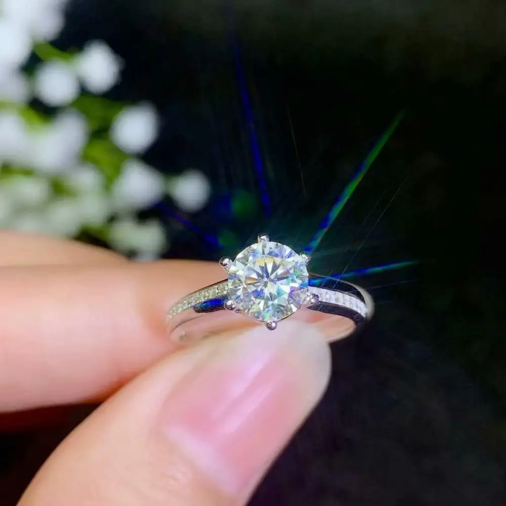 Moissanite новое кольцо, серебро 925 пробы, красивый цвет, сверкающий, 1 карат 2 карат Алмазный Муассанит