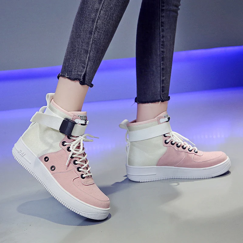 Shoe Women Sneakers 2020 Fashion Basketball Shoes Women High Top White Pink Ankle Boots Women Zapatos De Mujer Dropshipping