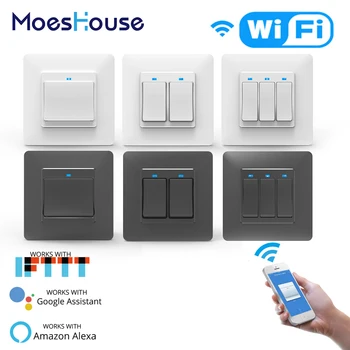 

WiFi DE EU Smart Push Button Switch 2-Way Multi-control 1/2/3 Gang Detachable Smart Life Tuya App Work with Alexa Google Home