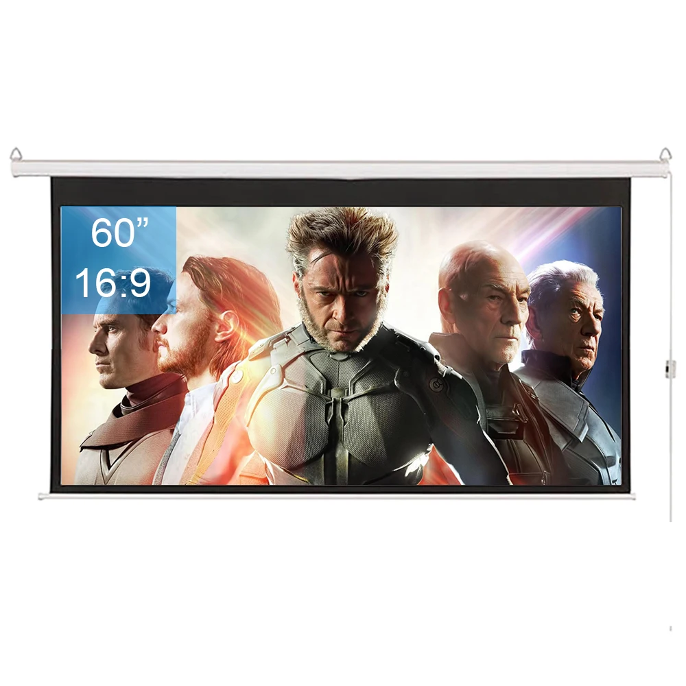 Электрический моторизованный проектор экран 60 дюймов 16:9 4K Ultra HD 3D настенный с