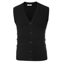 Новые мужские V образным вырезом кардиган-безрукавка, детский вязанный жилет вязаный свитер жилеты S~ 2XL