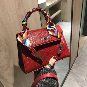 

Stone Pattern PU Leather Crossbody Bags Woman 2020 Small Totes With Scarves Handle Lady Shoulder Messenger Bag Handbags