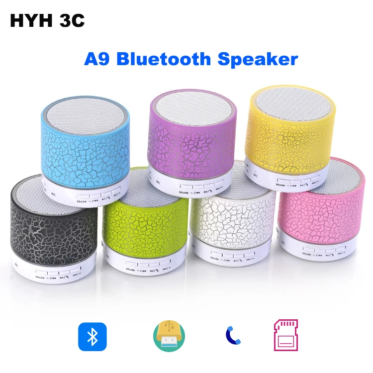A9 Bluetooth портативный динамик 6 цветов мини беспроводной громкий светодиодный TF USB