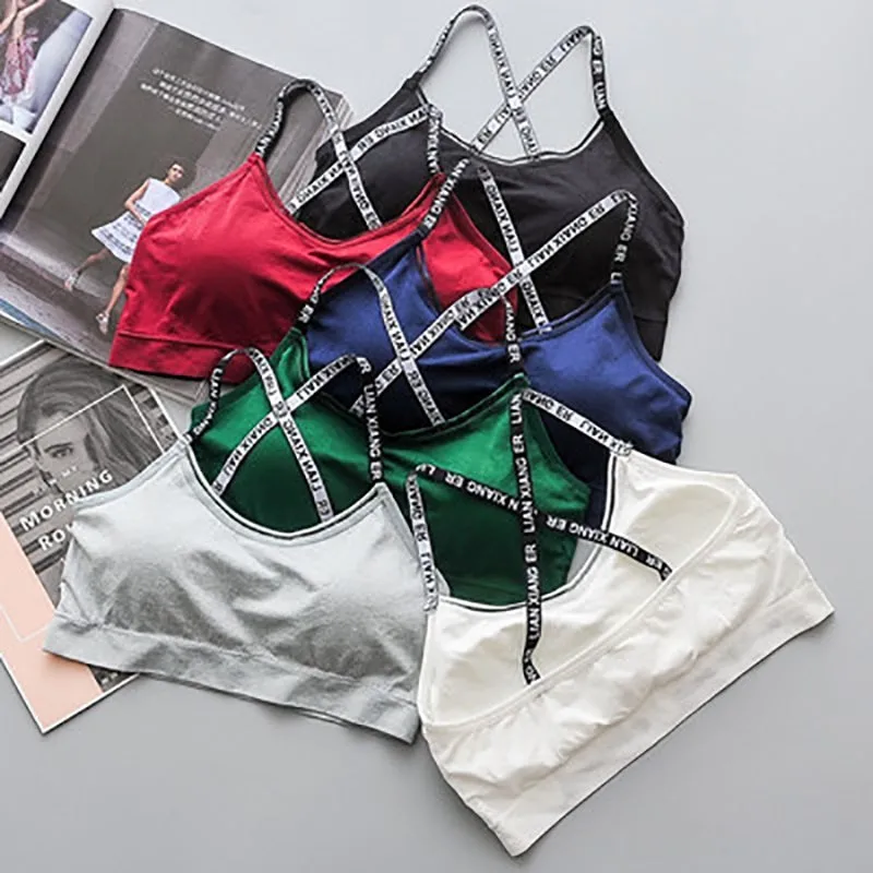 

Sexy Active Push Up Bras for Women Lingerie Letters Printed Brassiere Woman Running Fitness Female Bra BH Underwear 2019