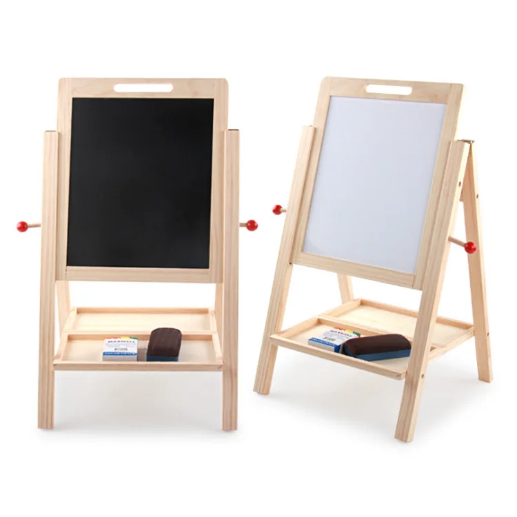 

Wooden Children Learning Double-Sided Writing Board Adjustable Convenient Writing Board Whiteboard Braced Blackboard Educational