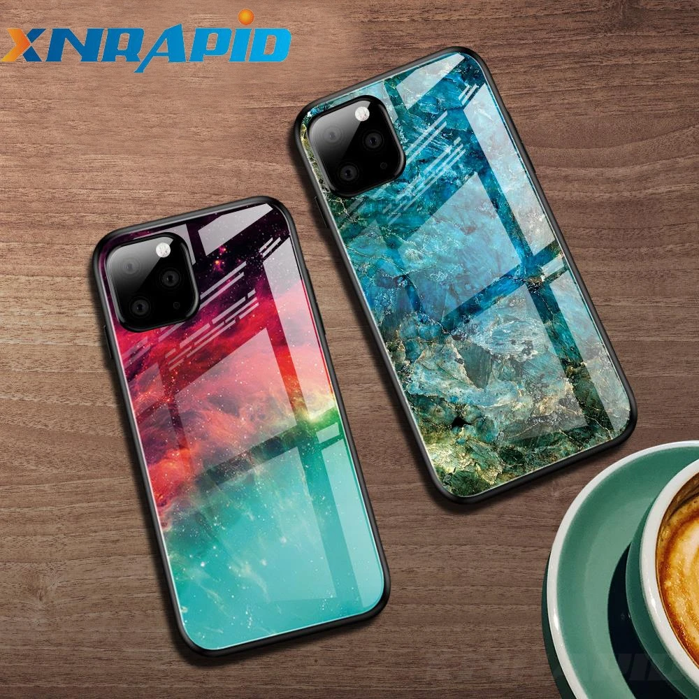 Градиентный чехол из закаленного стекла для iPhone 11 Pro MAX X XS XR Starry Sky Cover 7 8 Plus 6 6s