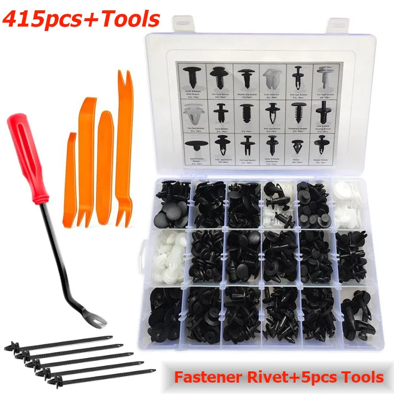

415Pcs/set Plastic Rivets Car Auto Body Plastic Push Pin Rivet Fasteners Trim Clips Assortment Kits for BMW for hyundai tiburon