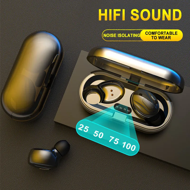 Bluetooth наушники стерео беспроводные на экране Дисплей HIFI Звук IPX5