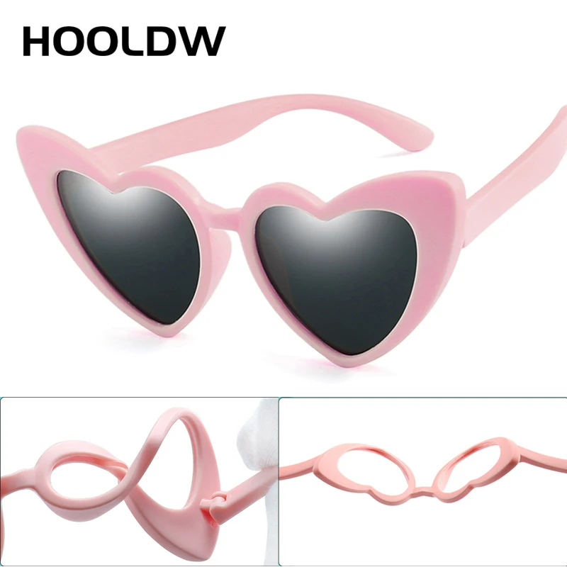 HOOLDW поляризационные детские солнцезащитные очки в форме сердца для мальчиков и