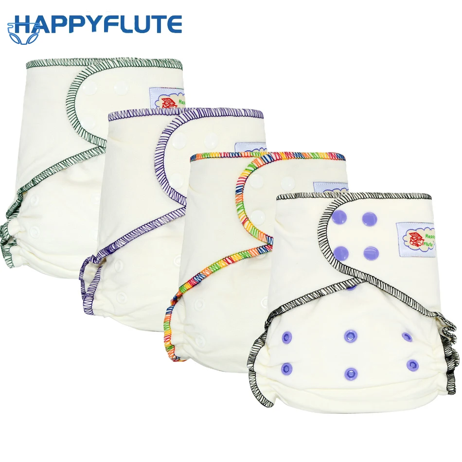 HappyFlute одноразовый бамбуковый хлопковый подгузник натуральный AIO подходит для
