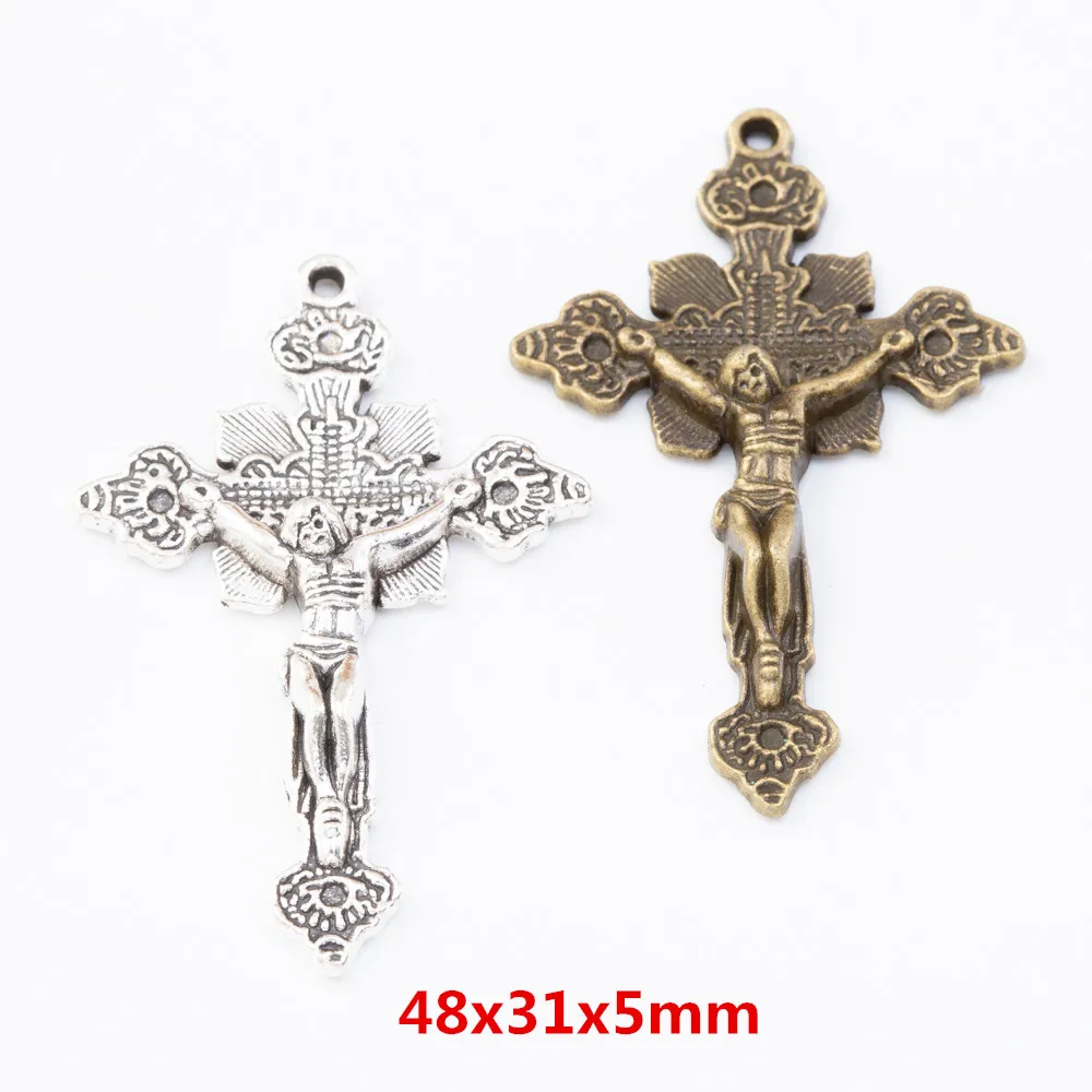 7pcsCharmsCrossPendantGoldcolorZincAlloyFitBraceletNecklace