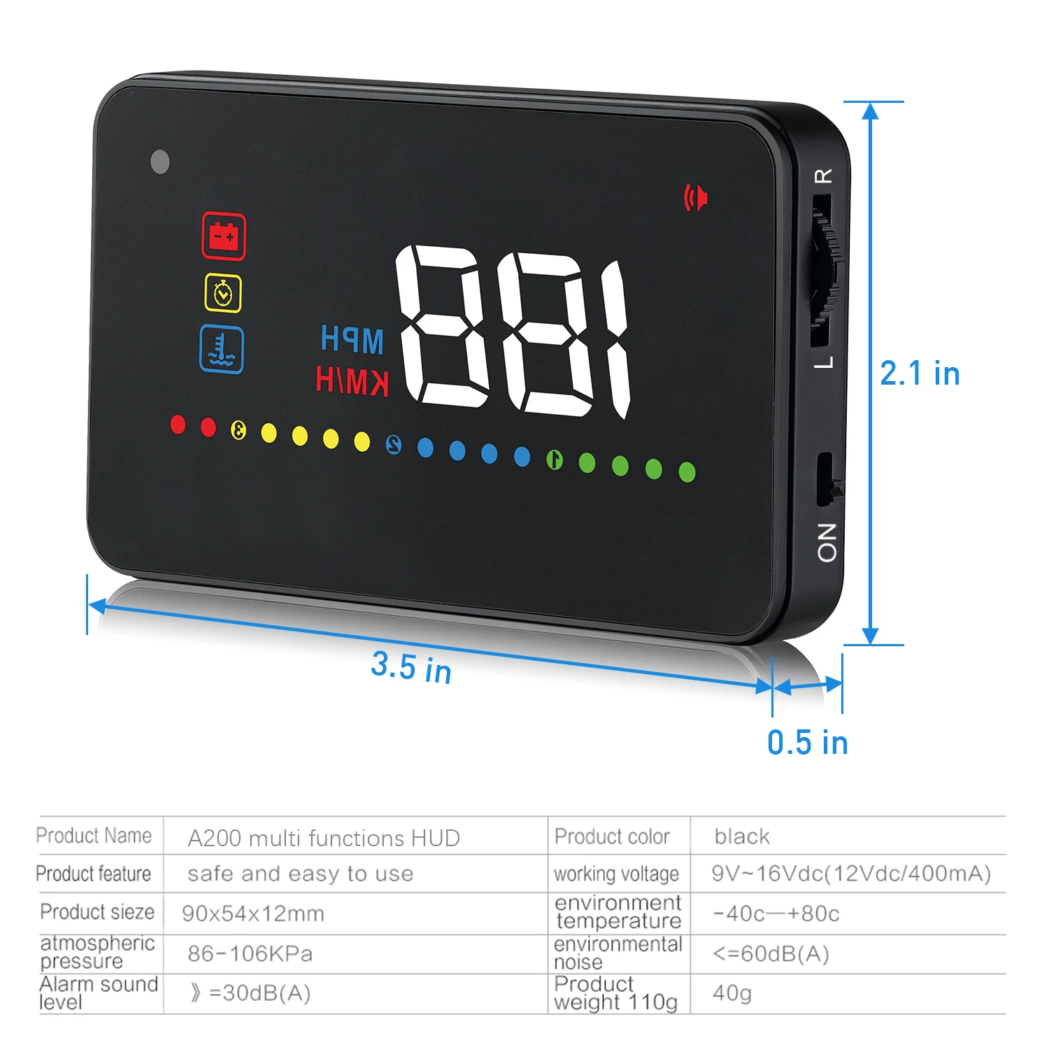 A200 hud OBD OBD2 3,5 дюймов Дисплей температуры воды проекция на лобовое стекло для автомобиля дешевые продукты Горячая