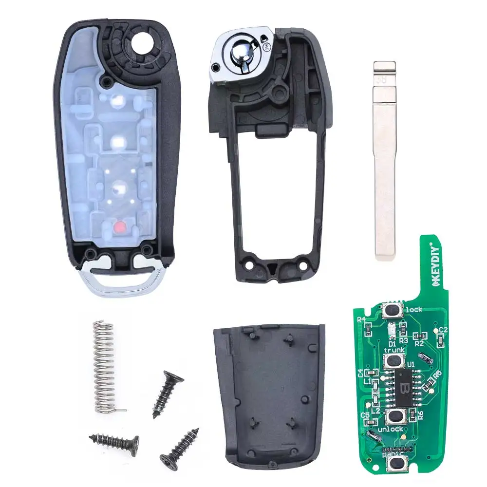 KEYECU UPGRADED FLIP REMOTE CAR KEY WITH 4 BUTTON 4D63 CHIP 315MHZ - FOB FOR FORD C-MAX ESCAPE F-350 FOCUS TRANSIT OUCD6000022