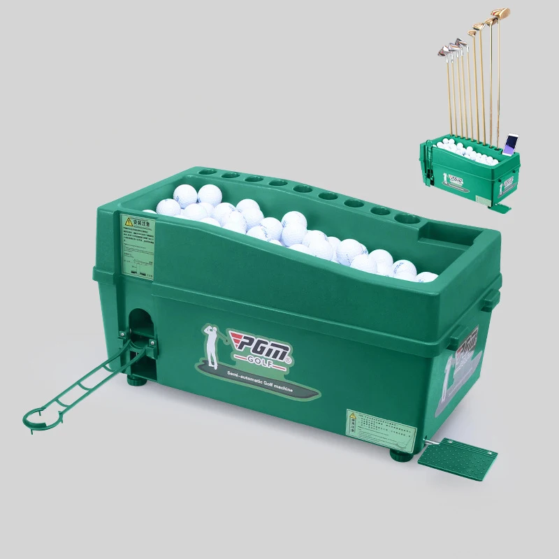 Adjustable Height Semiautomatic Golf Ball Machine With Golf Clubs