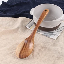 Антипригарная ложка с длинной ручкой Аксессуары Металлическая кулинарная лопатка домашняя кухонная посуда деревянный Resuable суп для еды