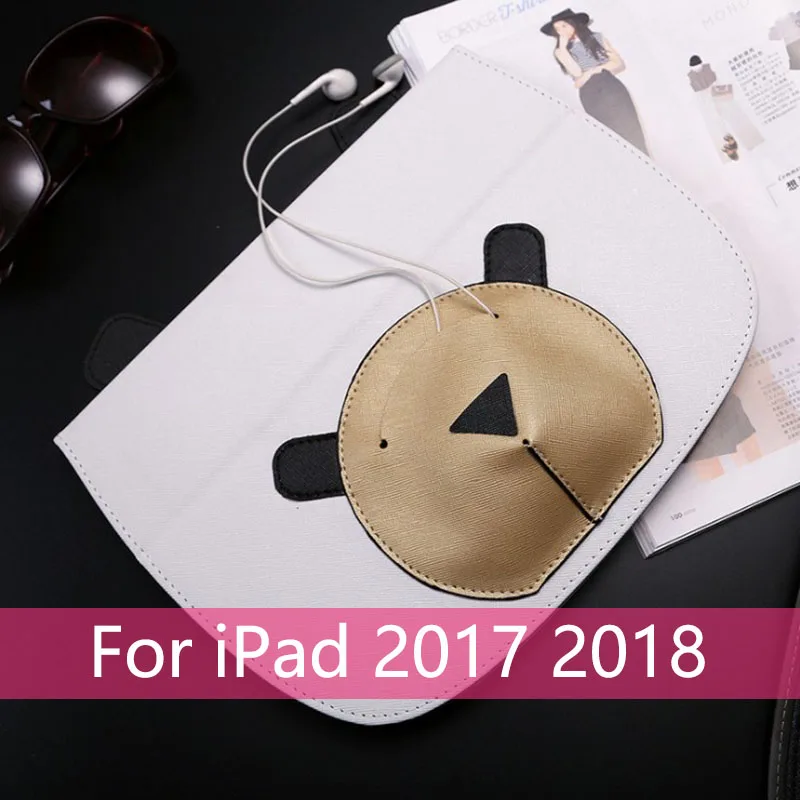 Белый Для iPad Air 2 1 чехол медведь мультфильм планшет PU кожаный чехол Авто Пробуждение сна Флип Стенд смарт-чехол для iPad чехол - Цвет: Белый