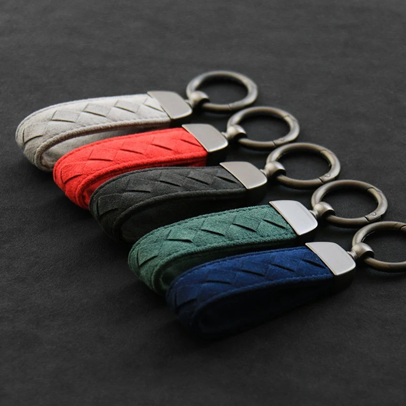 High-Grade Suede Leather Car Key Chain Luxury Key Rings Holder Buckle Alcantara Bag Pendant Charms Best Gift for Christmas Xmas - Image 2