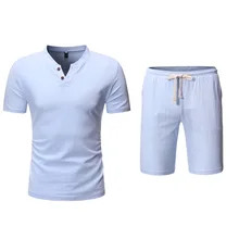 Aliexpress - Men’s 2021 summer new two piece solid short sleeve T-shirt + shorts beach suit