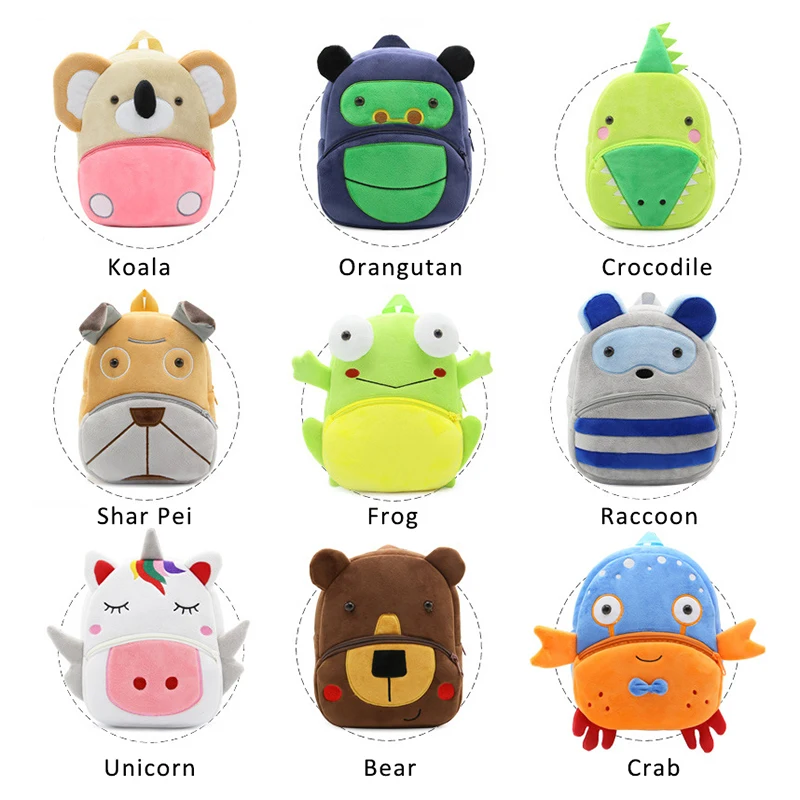 Children Anime School Bags 3D Cartoon Print Unicorn Plush Kids Panda Backpack Kindergarten Boys and Girls Mini Backpack Book Bag capacity parent child backpack book storage bags cartoon burger bag kindergarten school bag hamburger plush backpack kids pack