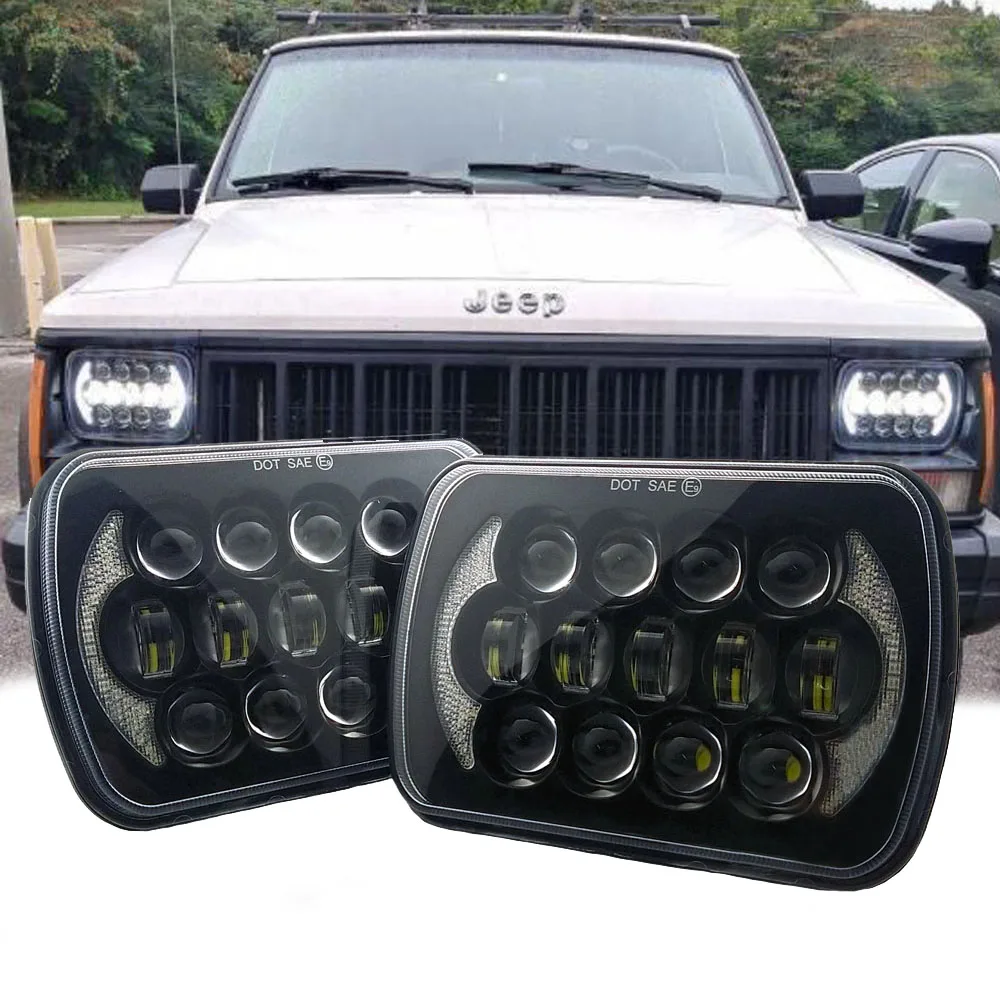 

7x6 LED Headlights 5x7 LED Headlight Car Light With DRL White Halo Sealed Beam Headlamp for Jeep Wrangler YJ Cherokee XJ H6054.