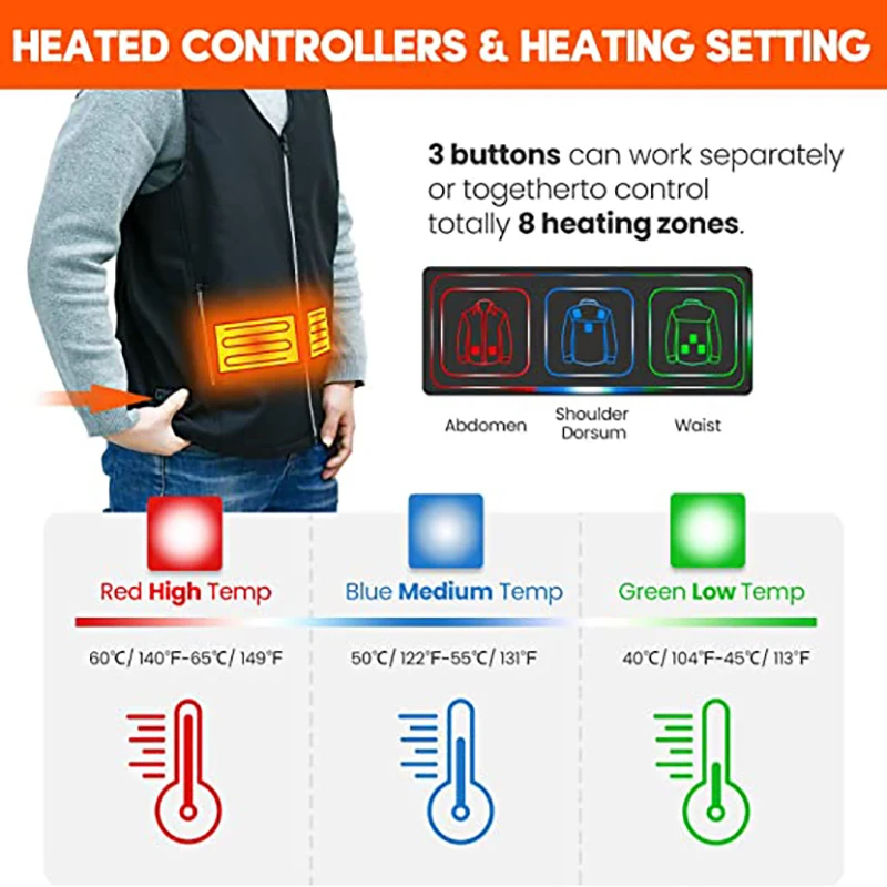 Heated Jacket Heated Vest Winter Warm Camping athlet supplies fishing Men Jacket trekking Electric Heating Body Warmer Heating Pad hunting 열조끼