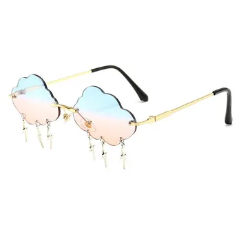 

New Irregular Rimless Women's Sunglasses Personality Funny Party Flash Steampunk Sunglasses Trendy Clouds Decoration Glasses