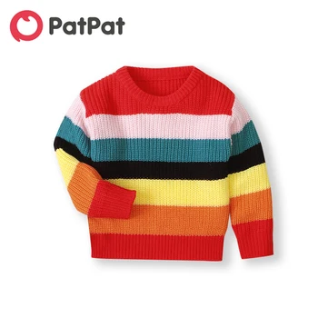 

PatPat 2020 New Spring and Autumn Baby's Clothing neutral Stripes Red Sweaters Multi-color Long-sleeve Sweater