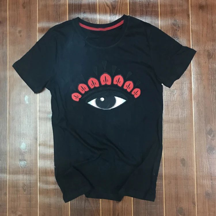 

2020 Summer High Quality Eyes Tiger Embroidery Femmes Women T-shirt Short Sleeve Cotton Girls Tops Men T-shirt Lady Women Tees
