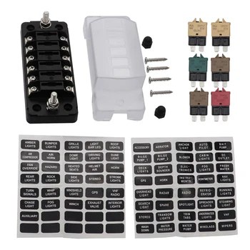 

Insurance Seat 6-way ATO/ATC Fuse Box Screw Terminal Block + Reset Fuse Set