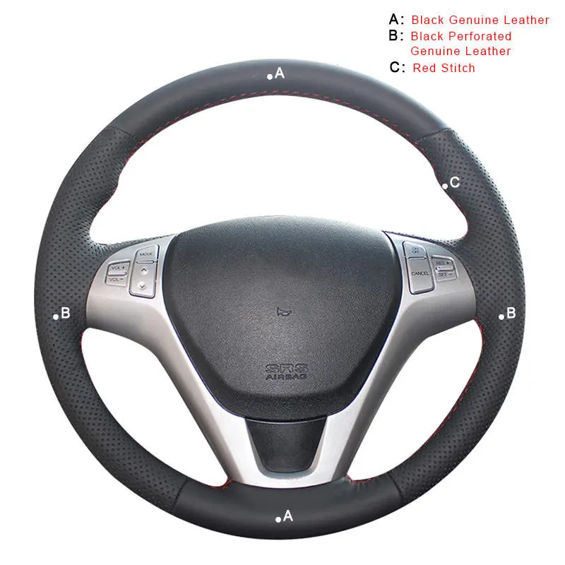 Genuine Leather Авто оплетка на руле Крышка для hyundai монеты 2009 монеты интерьер DIY автомобиль оплетка Колечки автомобиль-Стайлинг - Название цвета: Genuine Leather