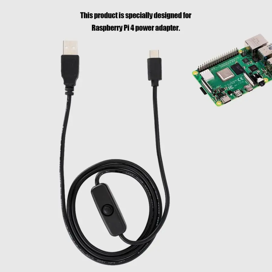 Для Raspberry Pi 4 type-C адаптер зарядного устройства Соединительный линейный кабель с переключателем
