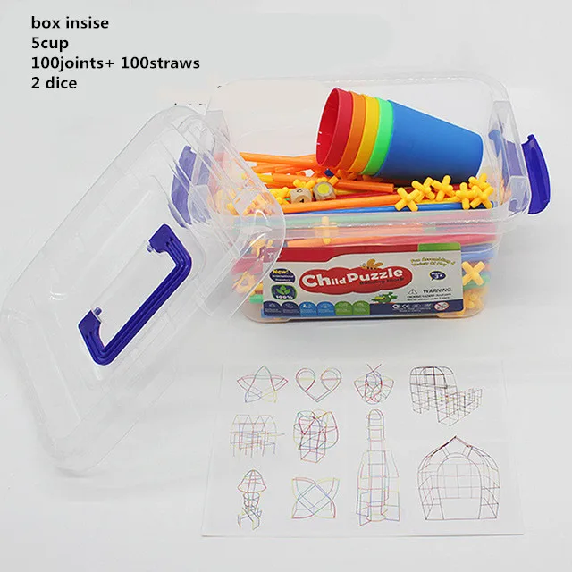 4D Сделай Сам магнитные блоки пластиковые соломенные бои вставленные строительные наборы Блоки обучающие игрушки для детей - Цвет: Серый
