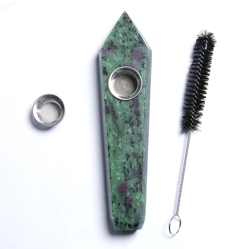 

Natural Red and Green Treasure Crystal Pipe Pumping Pipe Crystal Healing Natural Stone Clear Quartz Crystal Tube Meditation