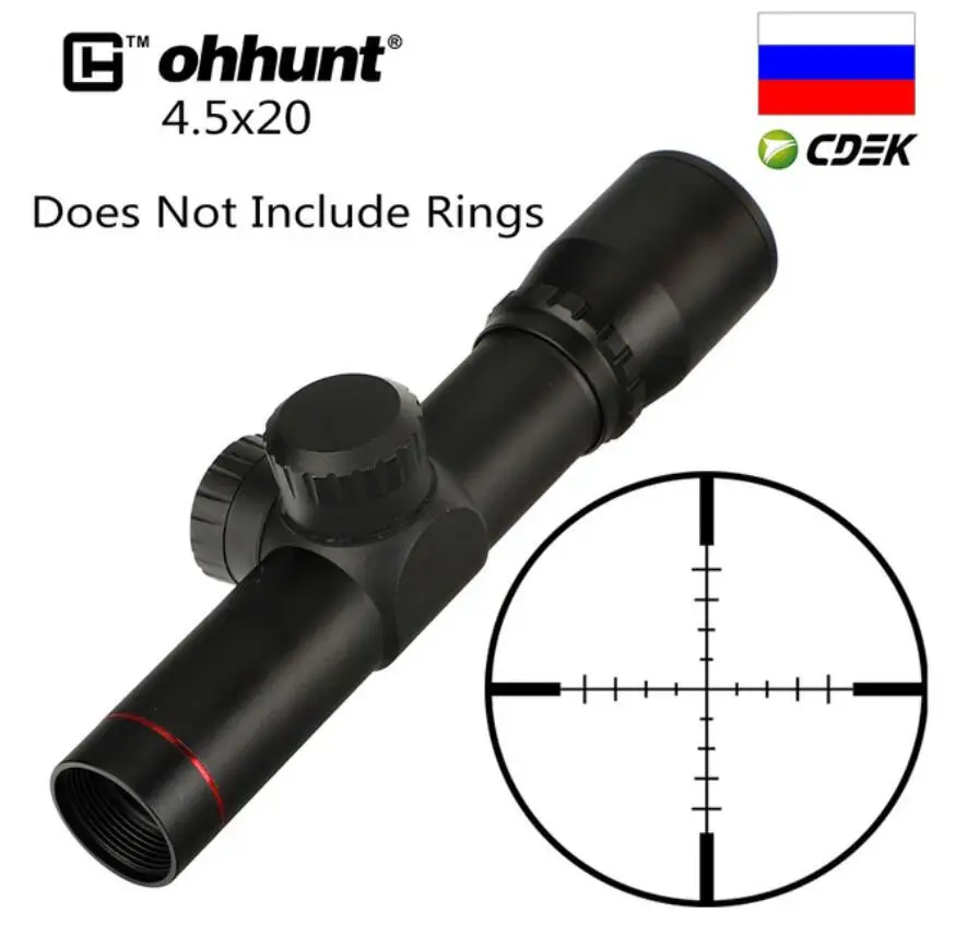 Not Include Rings Ohhunt 4,5x20 1 дюймов компактный охотничий прицел тактический оптический прицел P4 стекло гравированная Сетка прицел откидная крышка объектива - Цвет: Not Include Rings