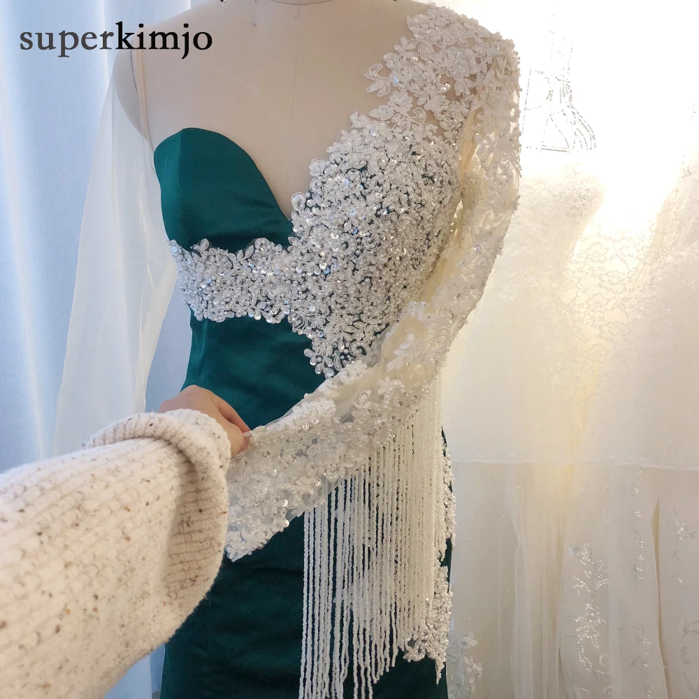 SuperKimJo Vestido Longo Festa Hunter Green tassels вечерние платья с длинным рукавом и кружевной аппликацией из бисера роскошное вечернее платье